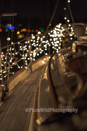 Christmas lights on the sail boat